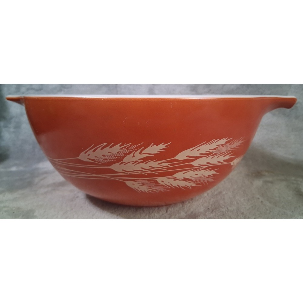 Vintage Pyrex Autumn Harvest 442 Cinderella Bowl 1.5 QT Rust Orange Wheat